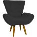Kit 2 Poltronas Decorativas Reforçadas Para Sala Emilia Suede Preto Pé Castanho - Clique E Decore