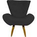 Kit 2 Poltronas Decorativas Reforçadas Para Sala Emilia Suede Preto Pé Castanho - Clique E Decore