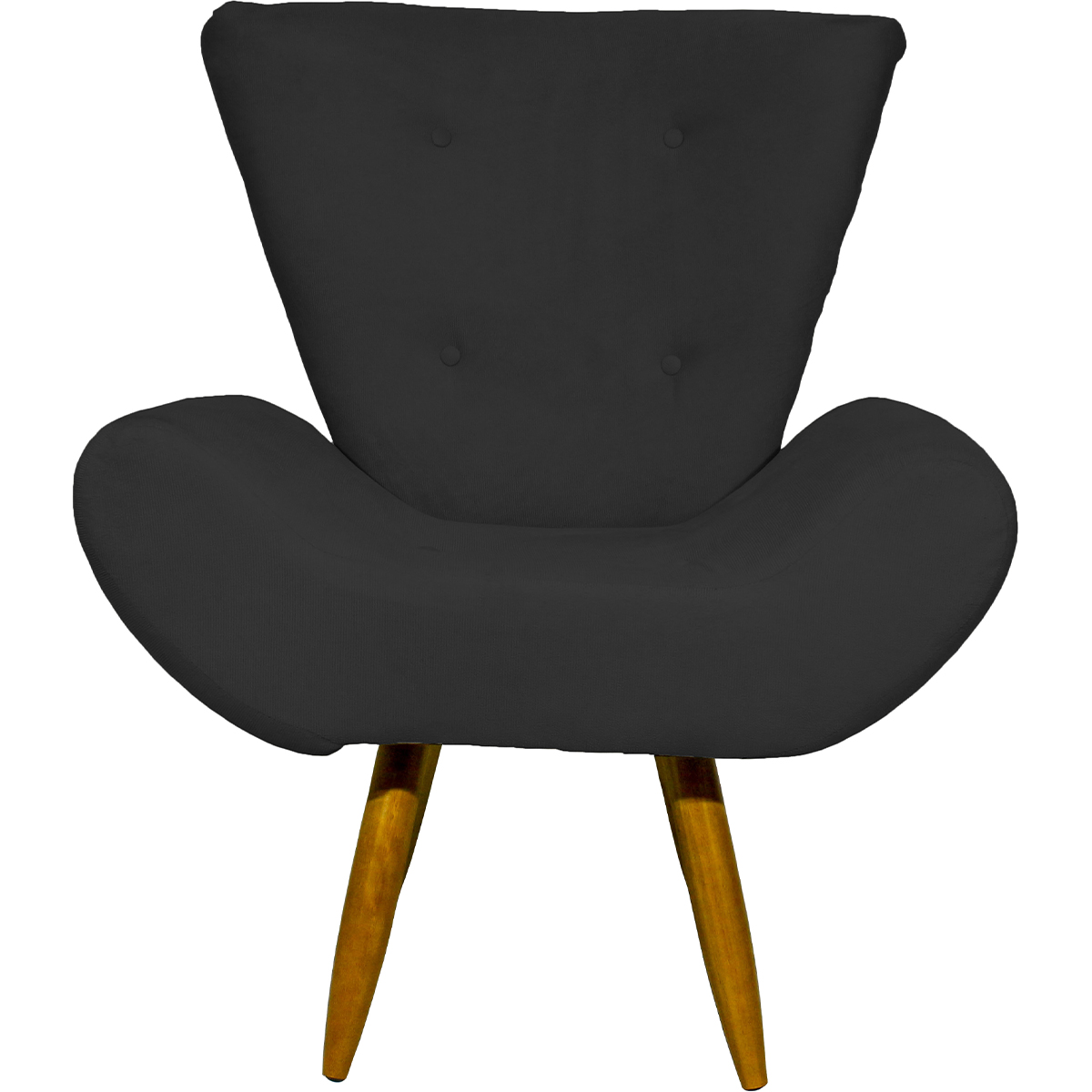 Kit 2 Poltronas Decorativas Reforçadas Para Sala Emilia Suede Preto Pé Castanho - Clique E Decore
