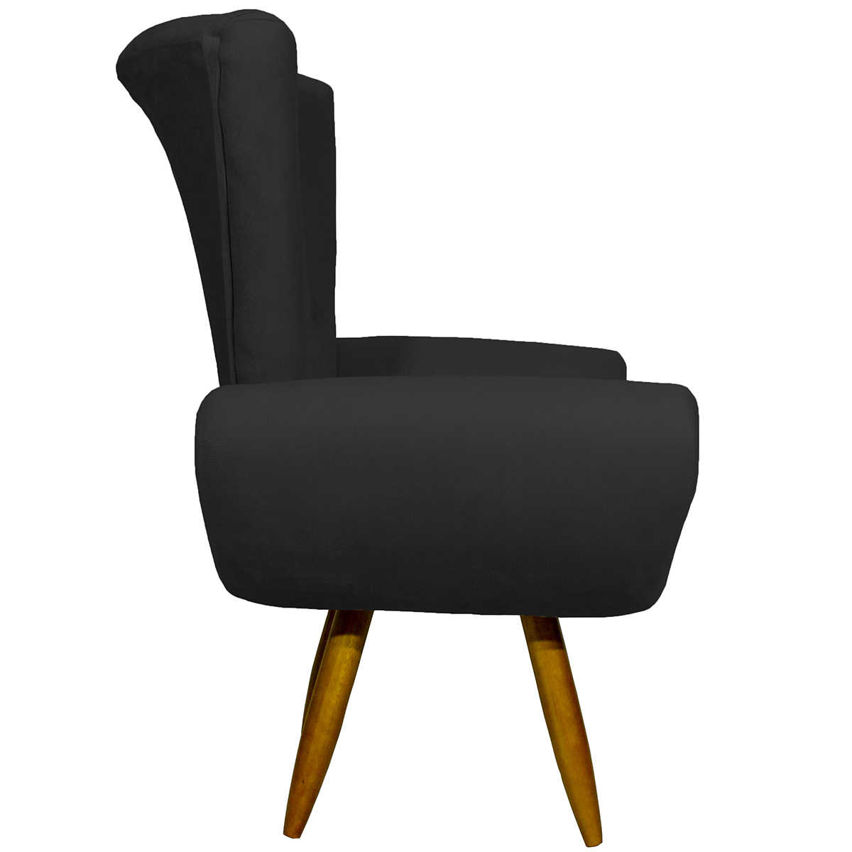 Kit 2 Poltronas Decorativas Reforçadas Para Sala Emilia Suede Preto Pé Castanho - Clique E Decore