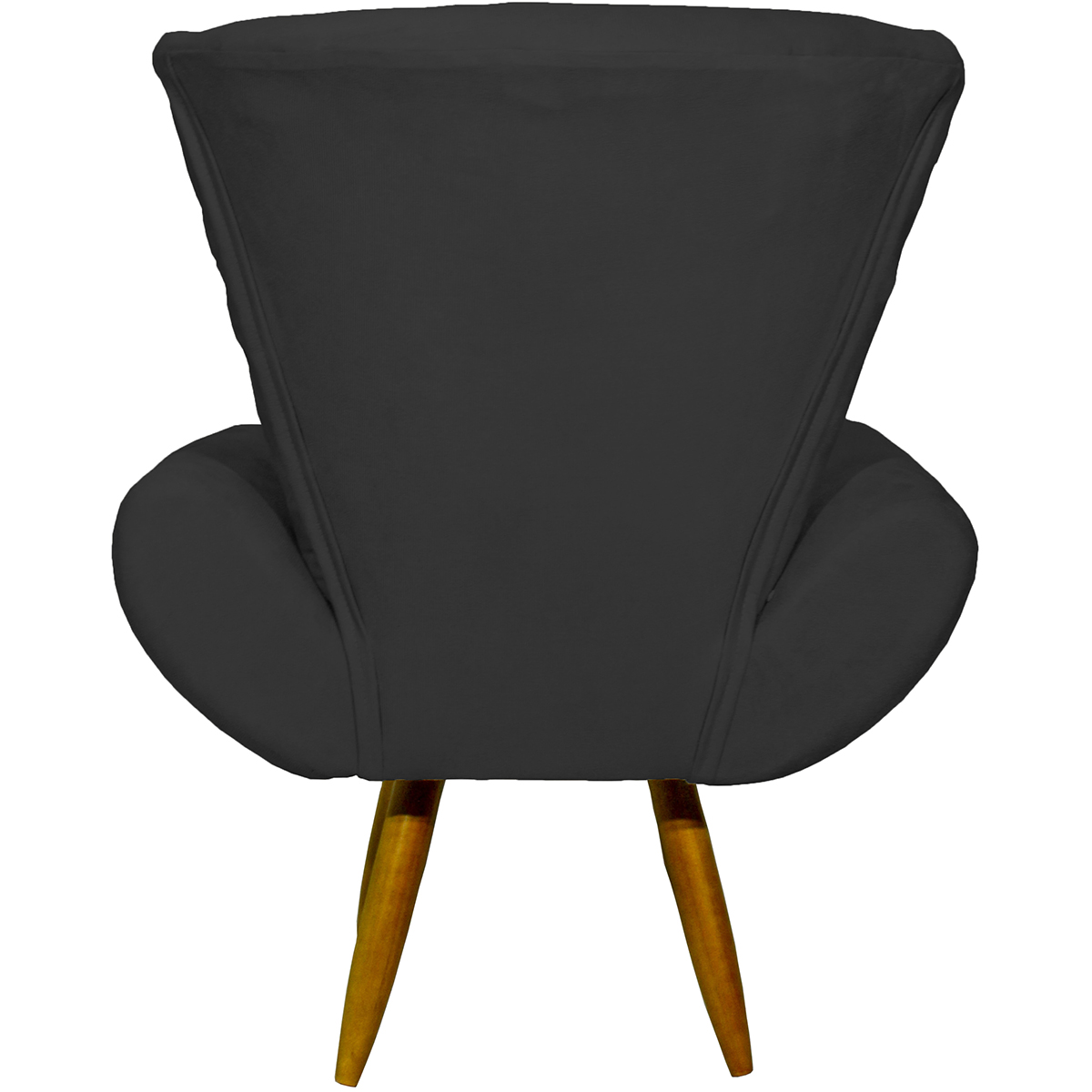 Kit 2 Poltronas Decorativas Reforçadas Para Sala Emilia Suede Preto Pé Castanho - Clique E Decore