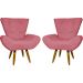 Kit 2 Poltronas Decorativas Reforçadas Para Sala Emilia Suede Rosê Pé Castanho - Clique E Decore