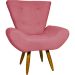 Kit 2 Poltronas Decorativas Reforçadas Para Sala Emilia Suede Rosê Pé Castanho - Clique E Decore