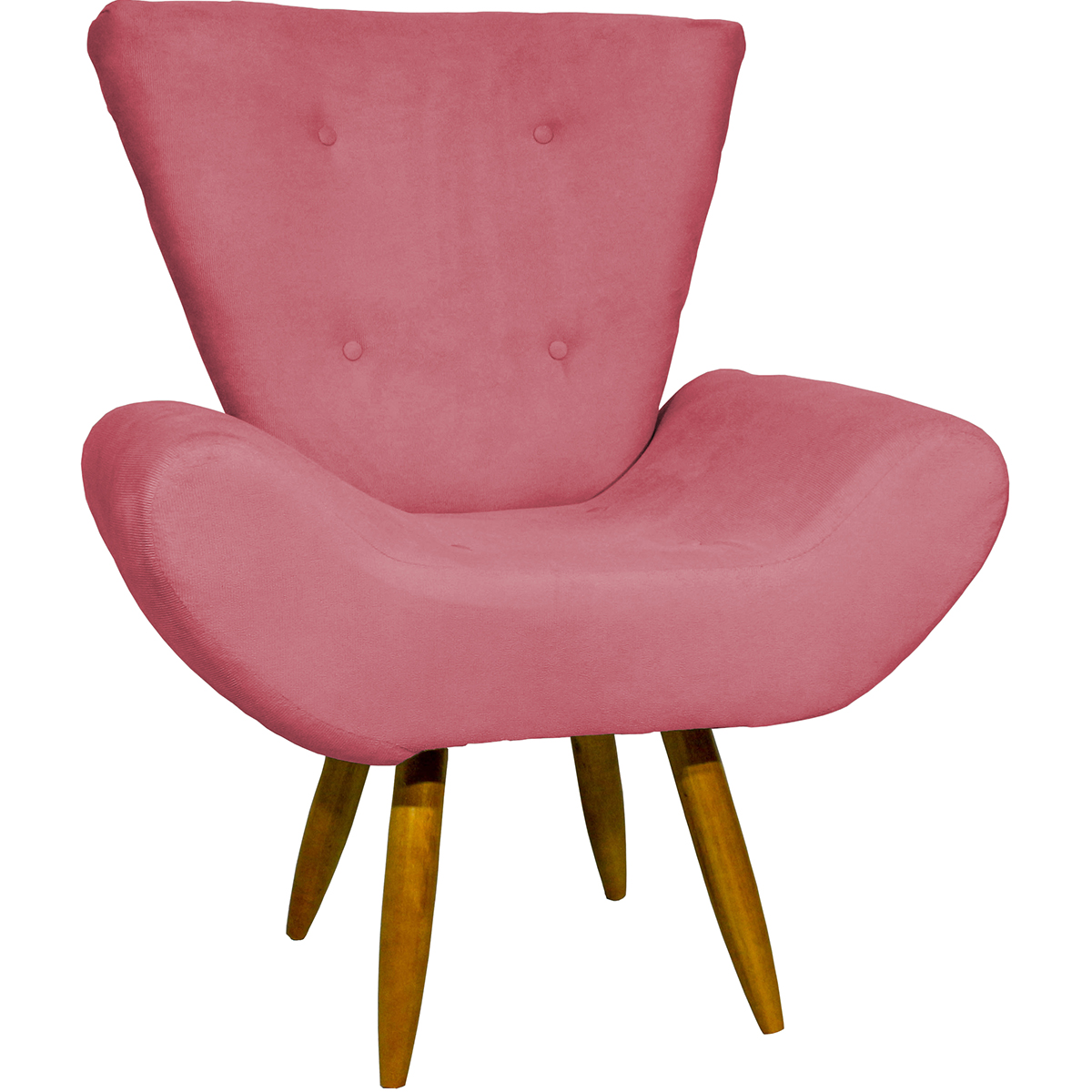 Kit 2 Poltronas Decorativas Reforçadas Para Sala Emilia Suede Rosê Pé Castanho - Clique E Decore