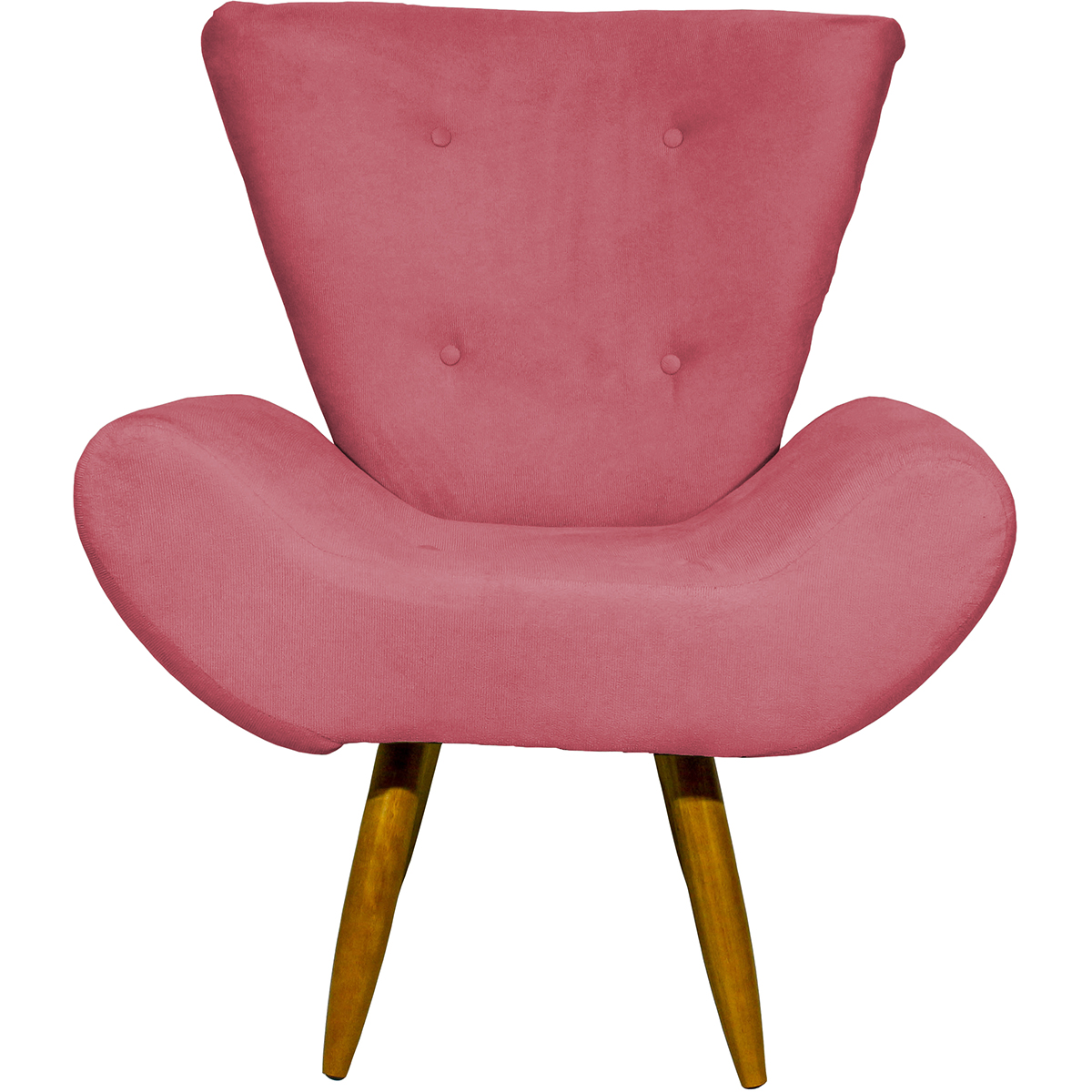Kit 2 Poltronas Decorativas Reforçadas Para Sala Emilia Suede Rosê Pé Castanho - Clique E Decore