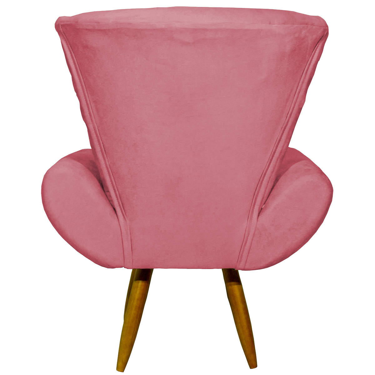 Kit 2 Poltronas Decorativas Reforçadas Para Sala Emilia Suede Rosê Pé Castanho - Clique E Decore