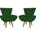 Kit 2 Poltronas Decorativas Reforçadas Para Sala Emilia Suede Verde Pé Castanho - Clique E Decore