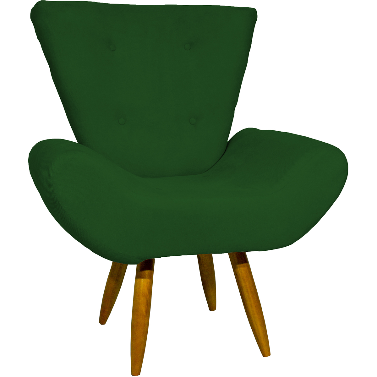 Kit 2 Poltronas Decorativas Reforçadas Para Sala Emilia Suede Verde Pé Castanho - Clique E Decore