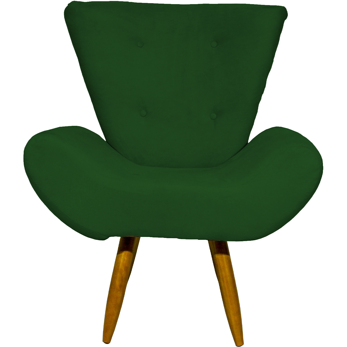 Kit 2 Poltronas Decorativas Reforçadas Para Sala Emilia Suede Verde Pé Castanho - Clique E Decore