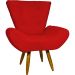 Kit 2 Poltronas Decorativas Reforçadas Para Sala Emilia Suede Vermelho Pé Castanho - Clique E Decore
