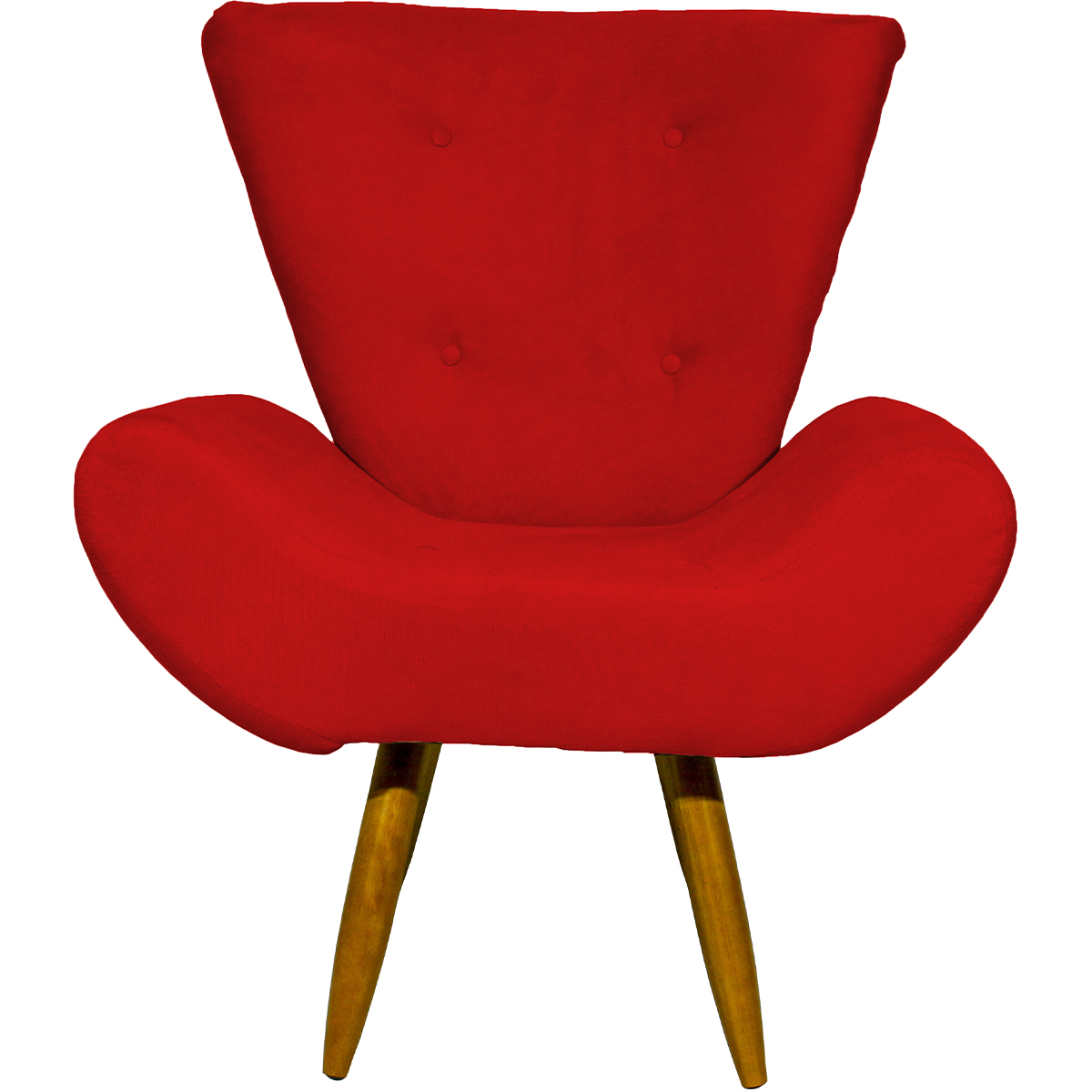Kit 2 Poltronas Decorativas Reforçadas Para Sala Emilia Suede Vermelho Pé Castanho - Clique E Decore