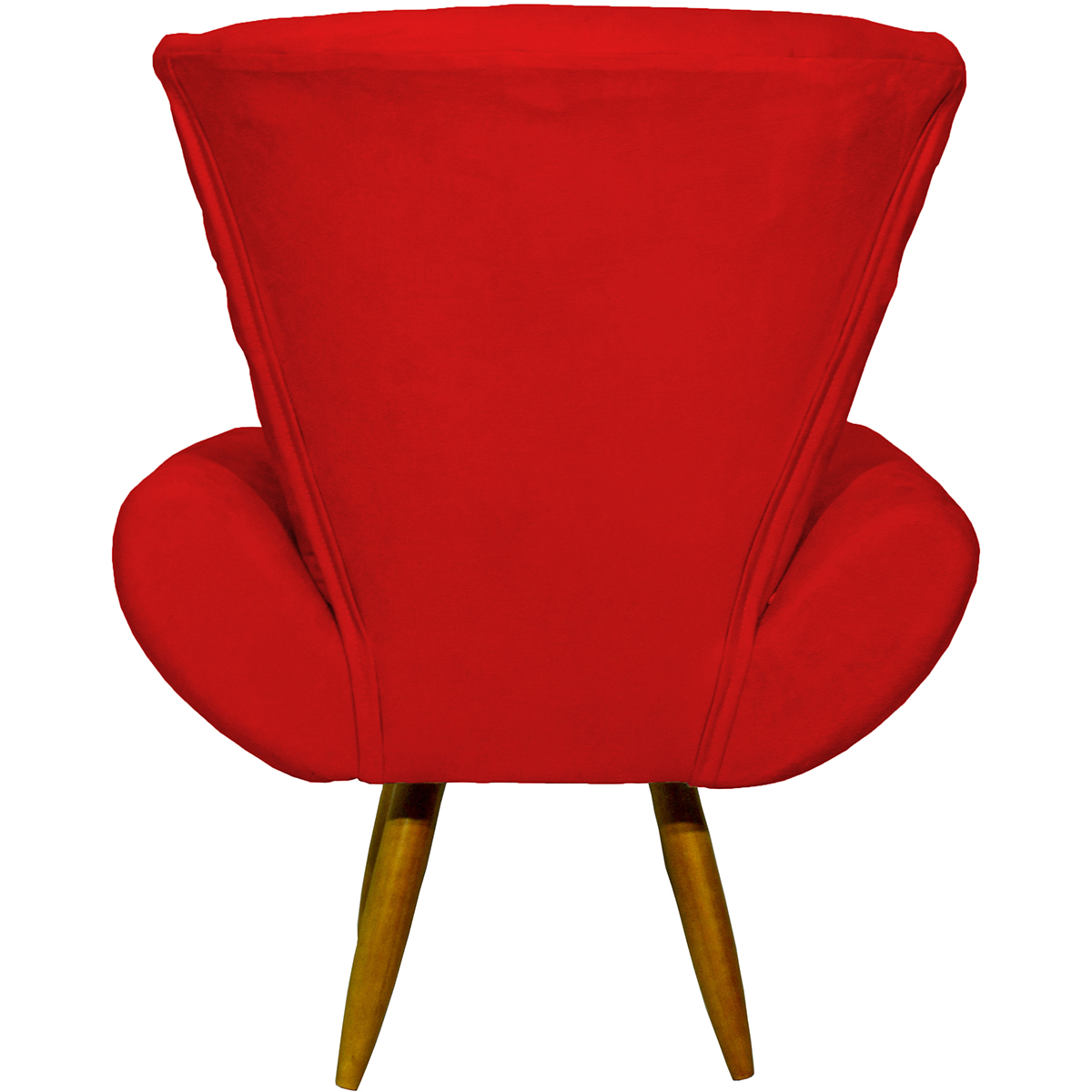 Kit 2 Poltronas Decorativas Reforçadas Para Sala Emilia Suede Vermelho Pé Castanho - Clique E Decore