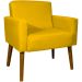 Kit 2 Poltronas Decorativas Reforçadas Para Sala Hope Suede Amarelo Pé Castanho - Clique E Decore