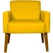 Kit 2 Poltronas Decorativas Reforçadas Para Sala Hope Suede Amarelo Pé Castanho - Clique E Decore