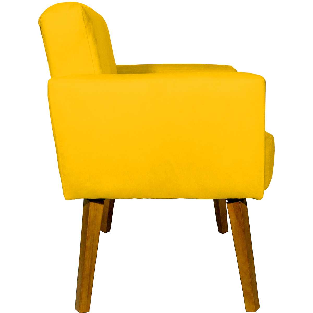 Kit 2 Poltronas Decorativas Reforçadas Para Sala Hope Suede Amarelo Pé Castanho - Clique E Decore