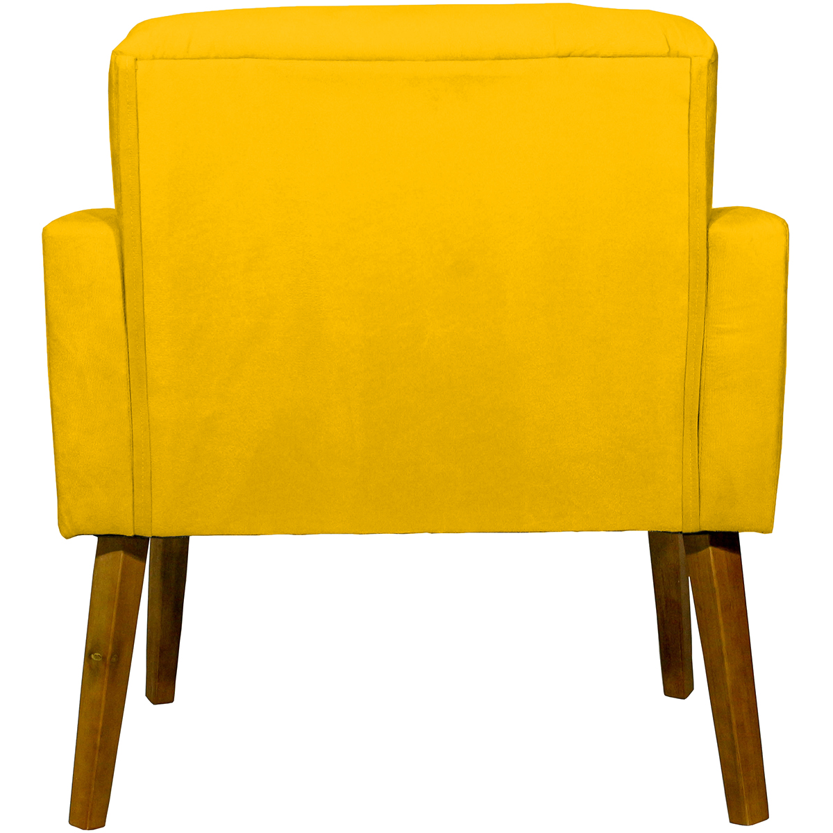 Kit 2 Poltronas Decorativas Reforçadas Para Sala Hope Suede Amarelo Pé Castanho - Clique E Decore