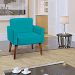 Kit 2 Poltronas Decorativas Reforçadas Para Sala Hope Suede Azul Turquesa Pé Castanho - Clique E Decore