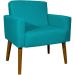 Kit 2 Poltronas Decorativas Reforçadas Para Sala Hope Suede Azul Turquesa Pé Castanho - Clique E Decore