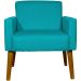 Kit 2 Poltronas Decorativas Reforçadas Para Sala Hope Suede Azul Turquesa Pé Castanho - Clique E Decore