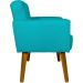 Kit 2 Poltronas Decorativas Reforçadas Para Sala Hope Suede Azul Turquesa Pé Castanho - Clique E Decore