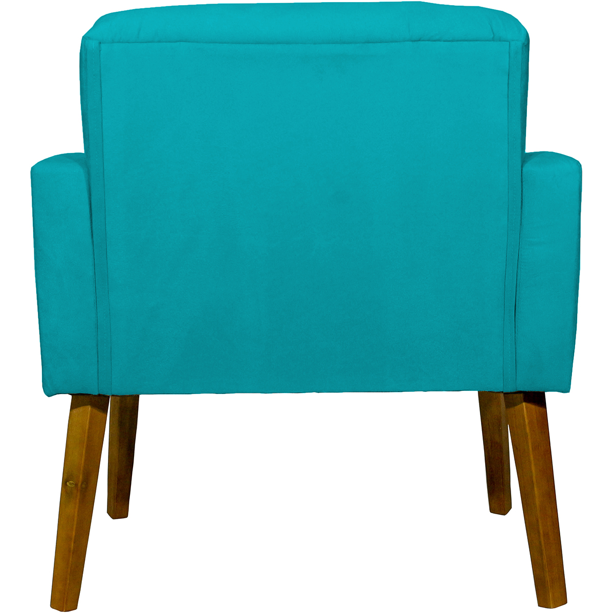 Kit 2 Poltronas Decorativas Reforçadas Para Sala Hope Suede Azul Turquesa Pé Castanho - Clique E Decore