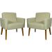 Kit 2 Poltronas Decorativas Reforçadas Para Sala Hope Suede Bege Pé Castanho - Clique E Decore