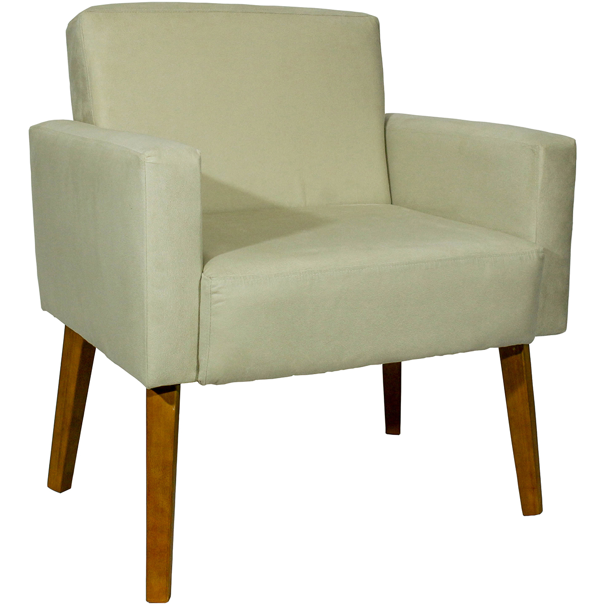 Kit 2 Poltronas Decorativas Reforçadas Para Sala Hope Suede Bege Pé Castanho - Clique E Decore