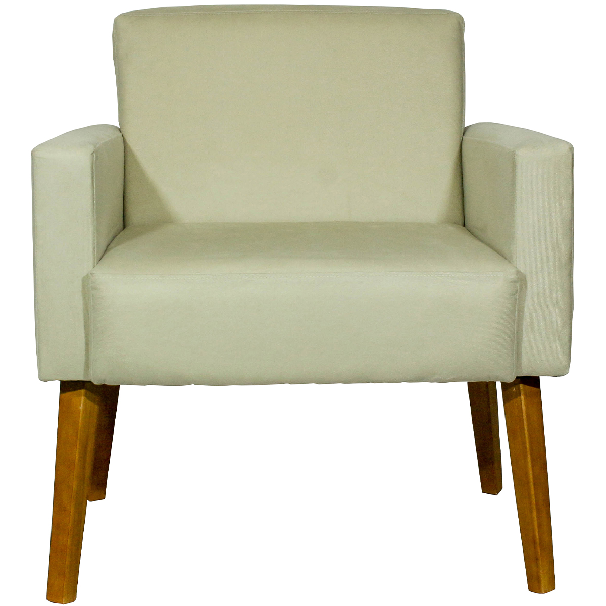 Kit 2 Poltronas Decorativas Reforçadas Para Sala Hope Suede Bege Pé Castanho - Clique E Decore