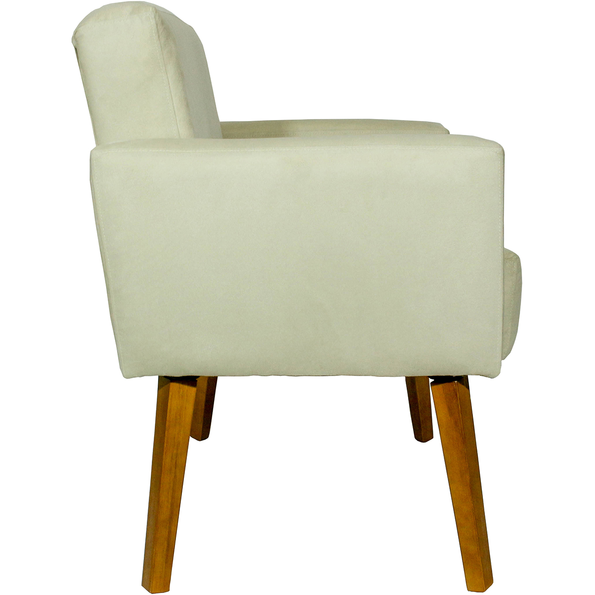 Kit 2 Poltronas Decorativas Reforçadas Para Sala Hope Suede Bege Pé Castanho - Clique E Decore