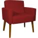 Kit 2 Poltronas Decorativas Reforçadas Para Sala Hope Suede Bordô Pé Castanho - Clique E Decore