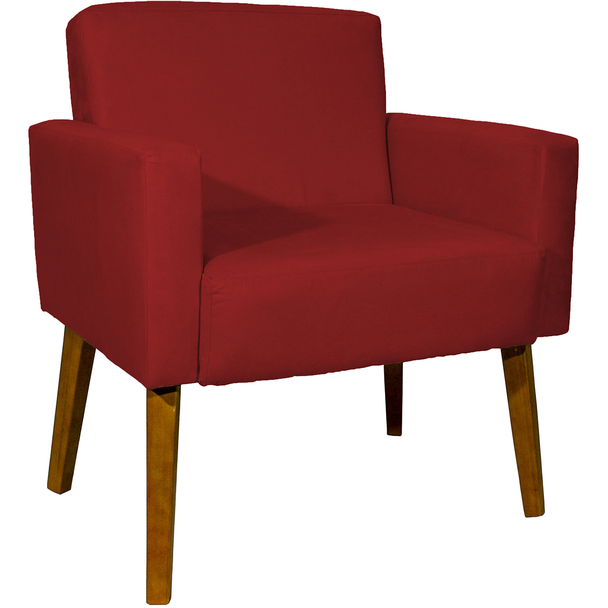 Kit 2 Poltronas Decorativas Reforçadas Para Sala Hope Suede Bordô Pé Castanho - Clique E Decore