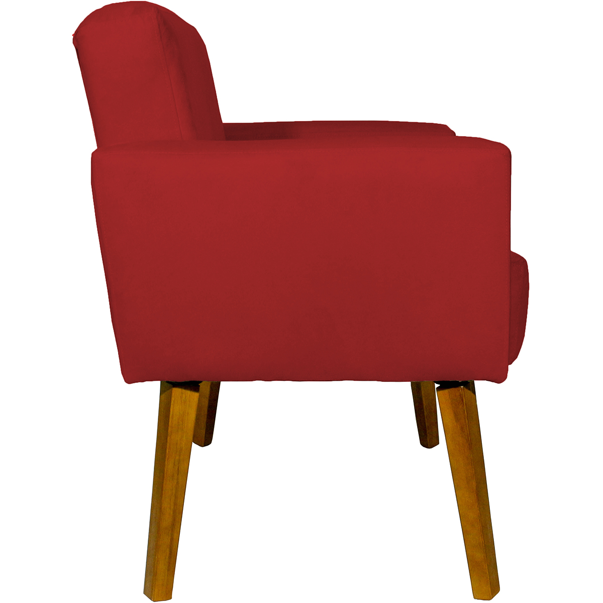 Kit 2 Poltronas Decorativas Reforçadas Para Sala Hope Suede Bordô Pé Castanho - Clique E Decore