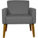 Kit 2 Poltronas Decorativas Reforçadas Para Sala Hope Suede Cinza Pé Castanho - Clique E Decore