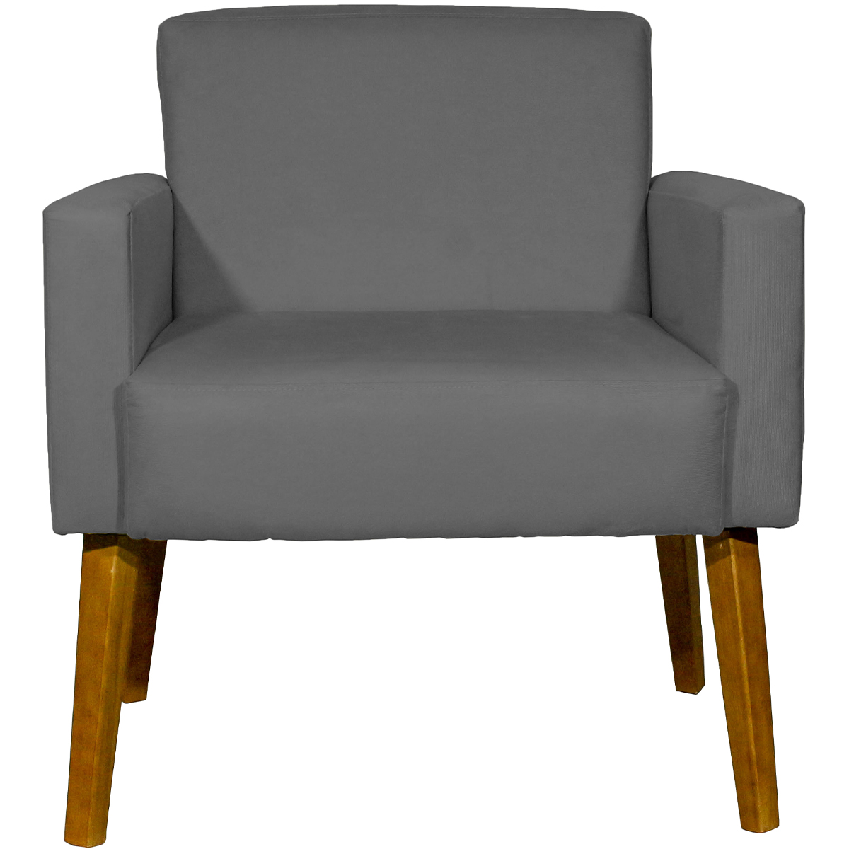 Kit 2 Poltronas Decorativas Reforçadas Para Sala Hope Suede Cinza Pé Castanho - Clique E Decore