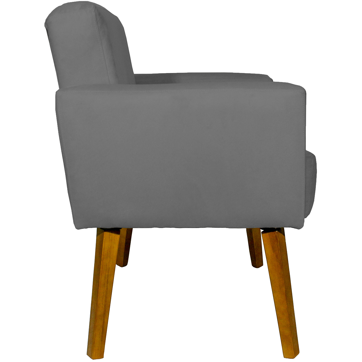Kit 2 Poltronas Decorativas Reforçadas Para Sala Hope Suede Cinza Pé Castanho - Clique E Decore
