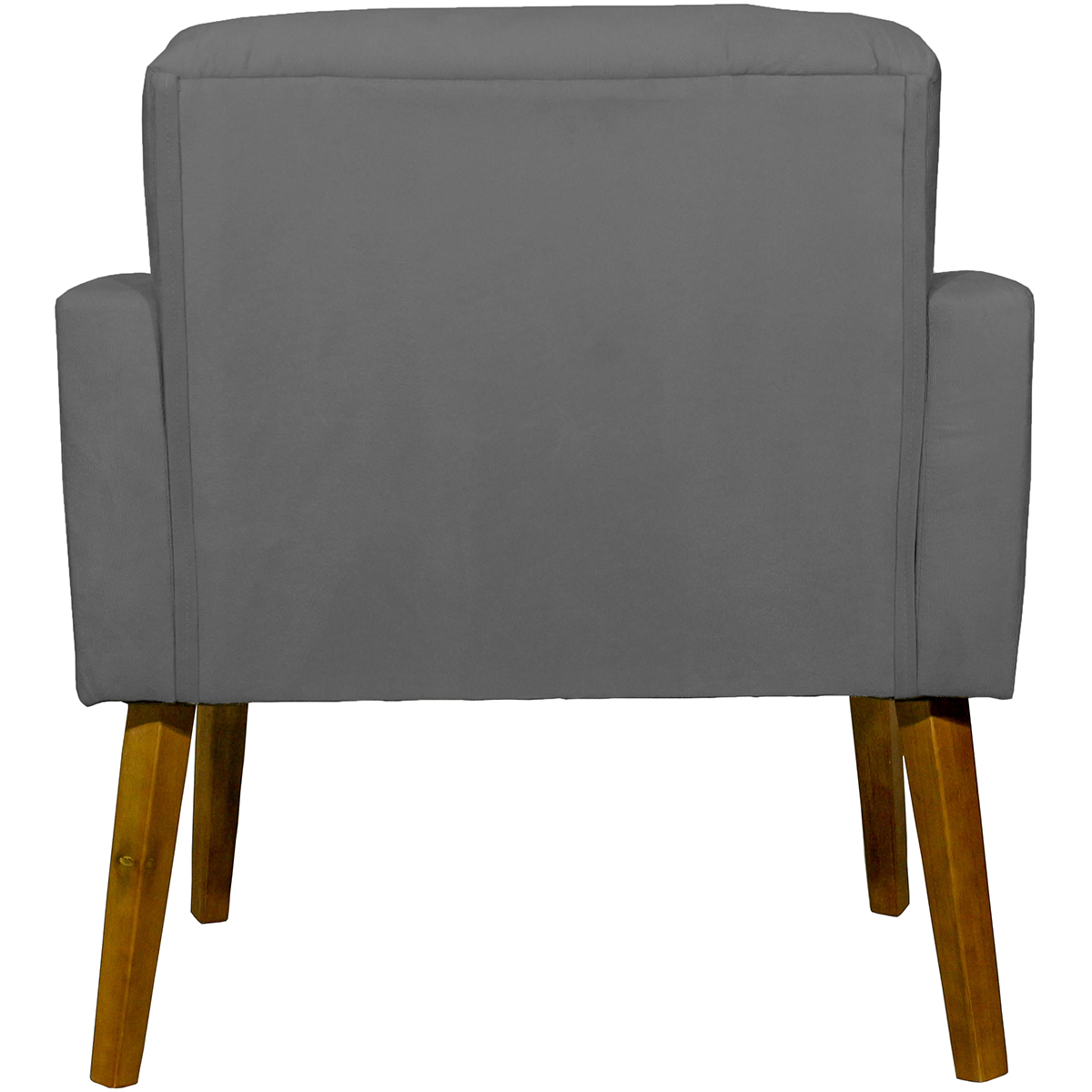 Kit 2 Poltronas Decorativas Reforçadas Para Sala Hope Suede Cinza Pé Castanho - Clique E Decore