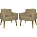 Kit 2 Poltronas Decorativas Reforçadas Para Sala Hope Suede Nude Pé Castanho - Clique E Decore