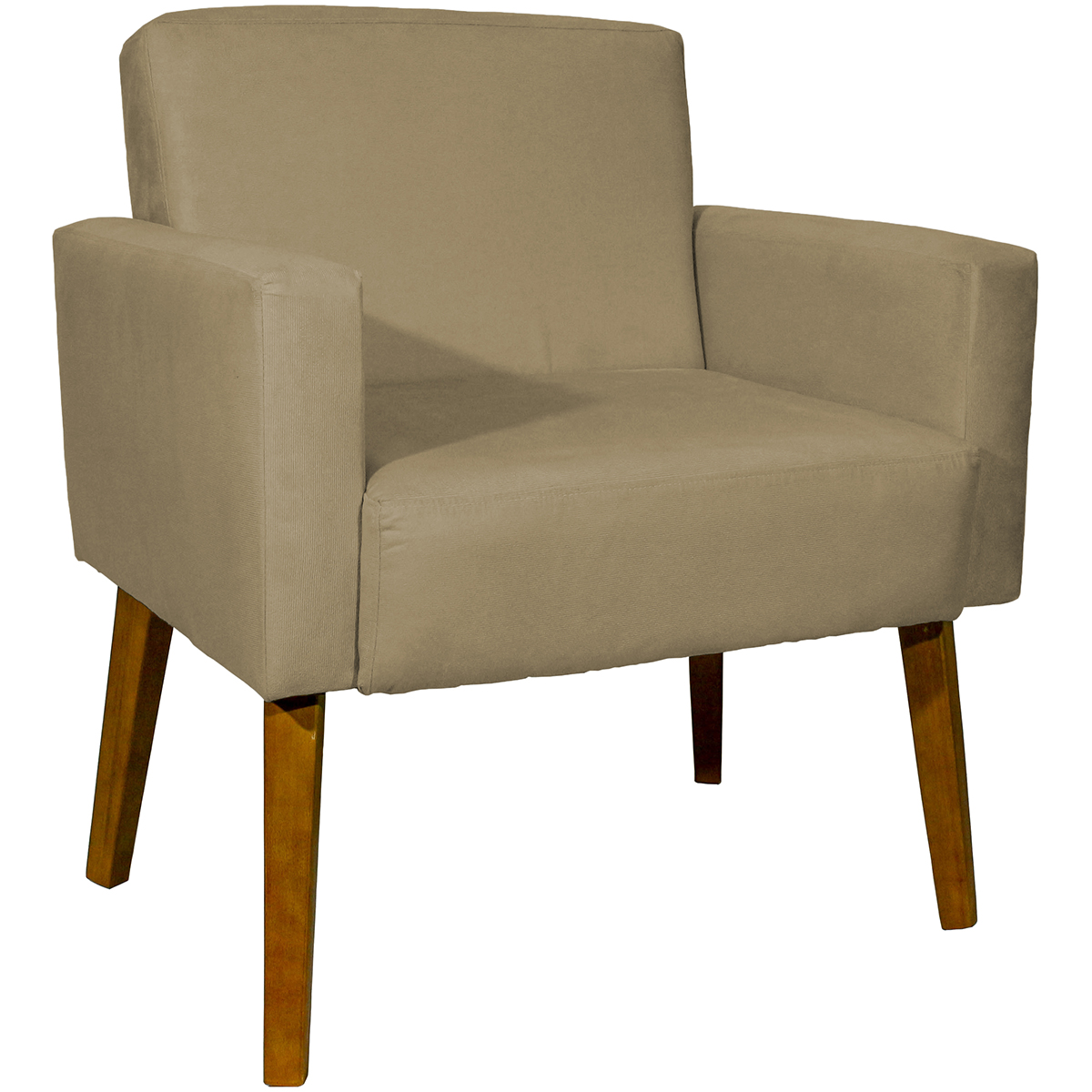 Kit 2 Poltronas Decorativas Reforçadas Para Sala Hope Suede Nude Pé Castanho - Clique E Decore