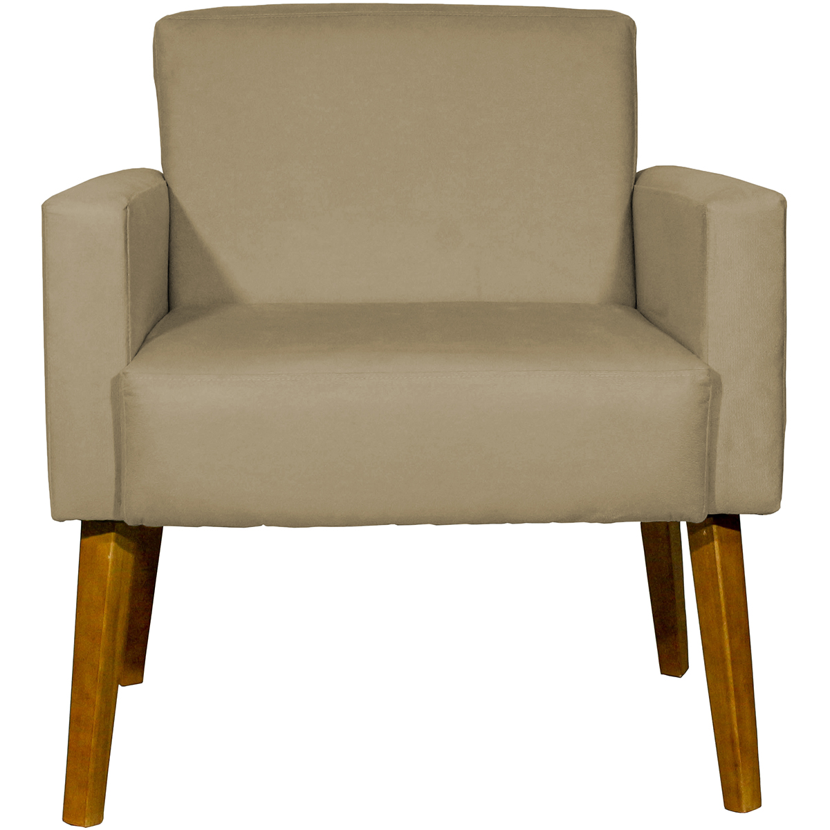 Kit 2 Poltronas Decorativas Reforçadas Para Sala Hope Suede Nude Pé Castanho - Clique E Decore