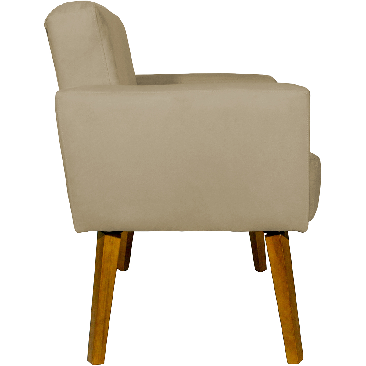 Kit 2 Poltronas Decorativas Reforçadas Para Sala Hope Suede Nude Pé Castanho - Clique E Decore