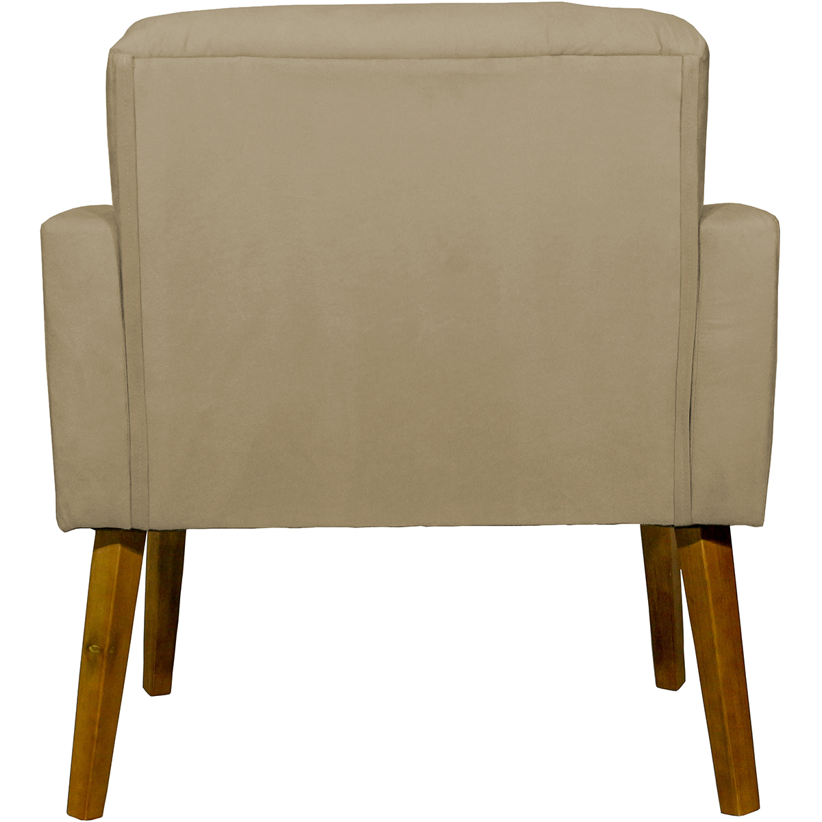 Kit 2 Poltronas Decorativas Reforçadas Para Sala Hope Suede Nude Pé Castanho - Clique E Decore