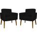 Kit 2 Poltronas Decorativas Reforçadas Para Sala Hope Suede Preto Pé Castanho - Clique E Decore