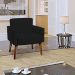 Kit 2 Poltronas Decorativas Reforçadas Para Sala Hope Suede Preto Pé Castanho - Clique E Decore