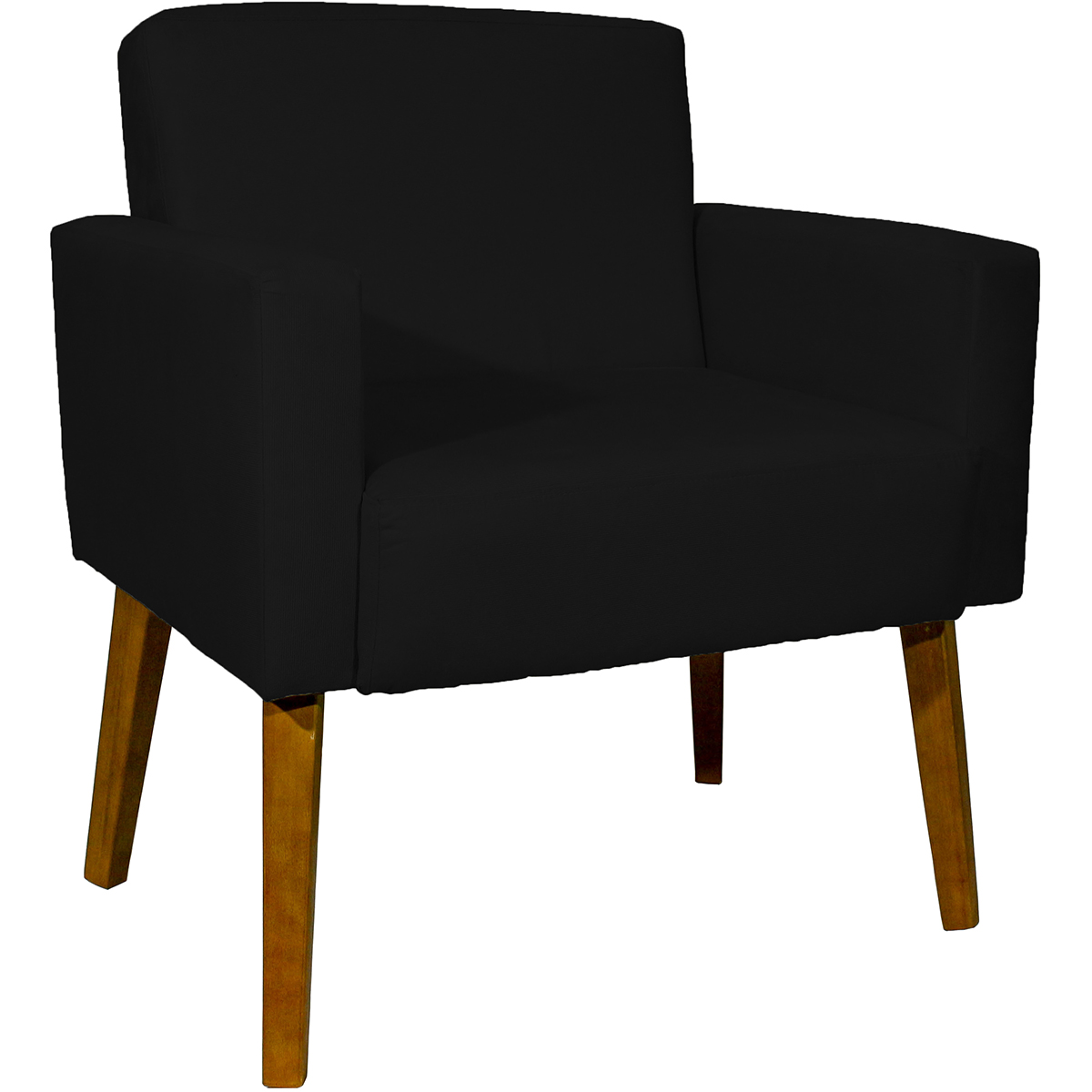 Kit 2 Poltronas Decorativas Reforçadas Para Sala Hope Suede Preto Pé Castanho - Clique E Decore