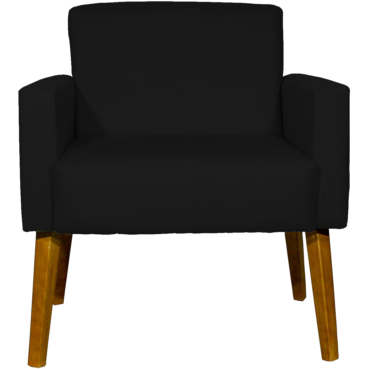 Kit 2 Poltronas Decorativas Reforçadas Para Sala Hope Suede Preto Pé Castanho - Clique E Decore
