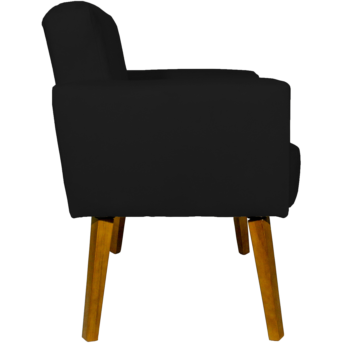 Kit 2 Poltronas Decorativas Reforçadas Para Sala Hope Suede Preto Pé Castanho - Clique E Decore