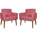 Kit 2 Poltronas Decorativas Reforçadas Para Sala Hope Suede Rosê Pé Castanho - Clique E Decore