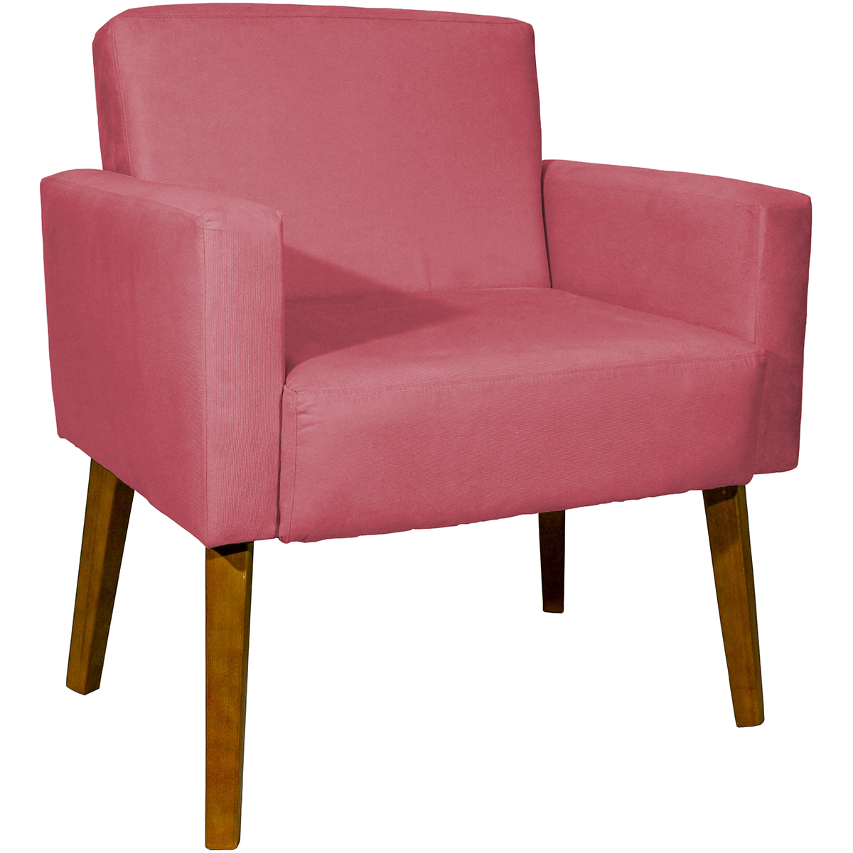 Kit 2 Poltronas Decorativas Reforçadas Para Sala Hope Suede Rosê Pé Castanho - Clique E Decore