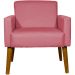 Kit 2 Poltronas Decorativas Reforçadas Para Sala Hope Suede Rosê Pé Castanho - Clique E Decore