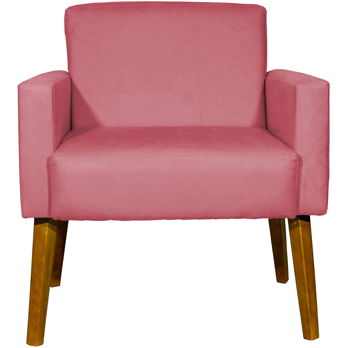 Kit 2 Poltronas Decorativas Reforçadas Para Sala Hope Suede Rosê Pé Castanho - Clique E Decore